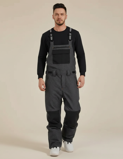 Pantalon De Pluie Gris Imperméable Bretelles Homme Ski - Polyester