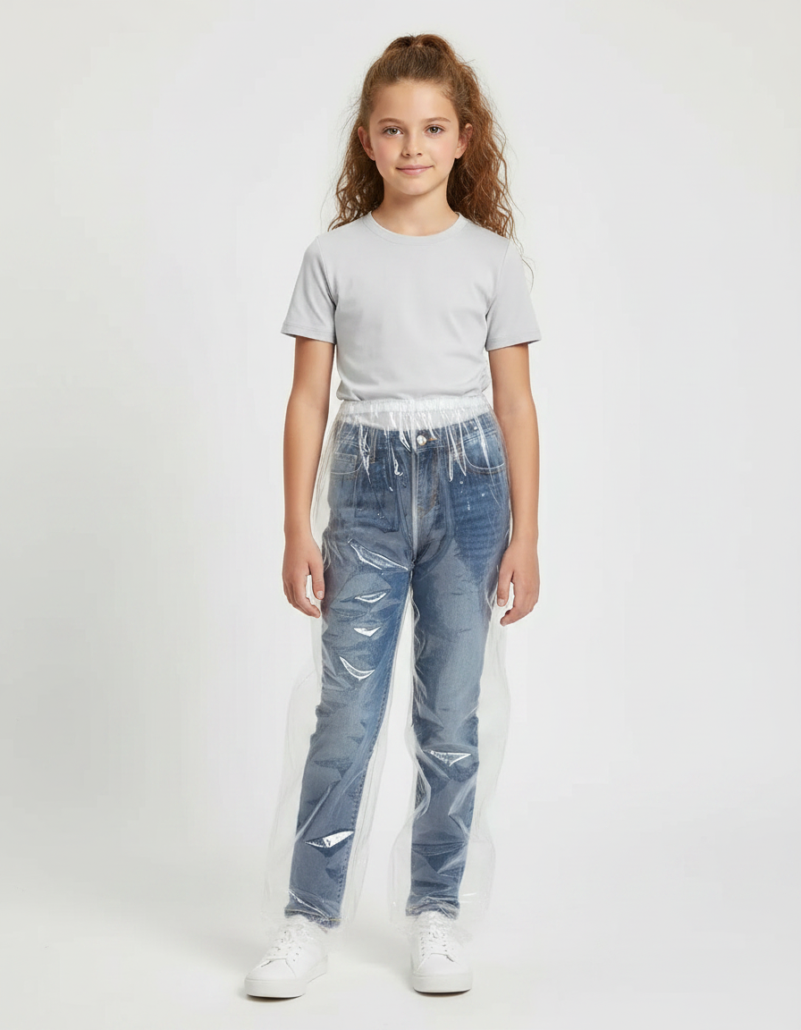 Pantalon De Pluie Transparent Plastique Jetable Portable - Bleu Polyester