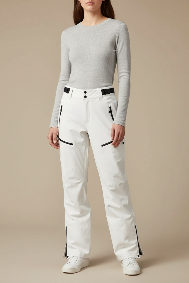 Pantalon De Pluie Blanc Coupe Droite Imperméable Ski Femme - Polyester
