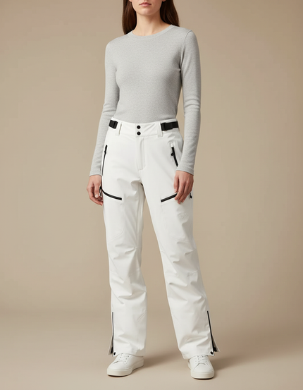 Pantalon De Pluie Blanc Coupe Droite Imperméable Ski Femme - Polyester