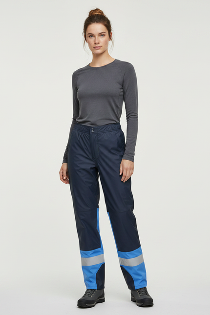 Pantalon De Pluie Bleu Marine Imperméable Réfléchissant Ample Femme - Polyester