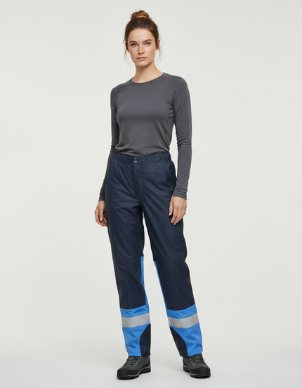 Pantalon De Pluie Bleu Marine Imperméable Réfléchissant Ample Femme - Polyester