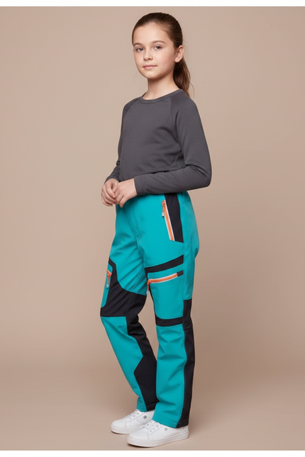 Pantalon De Pluie Turquoise Imperméable Enfant Ski - Bleu Polyester