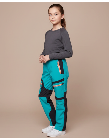 Pantalon De Pluie Turquoise Imperméable Enfant Ski - Bleu Polyester