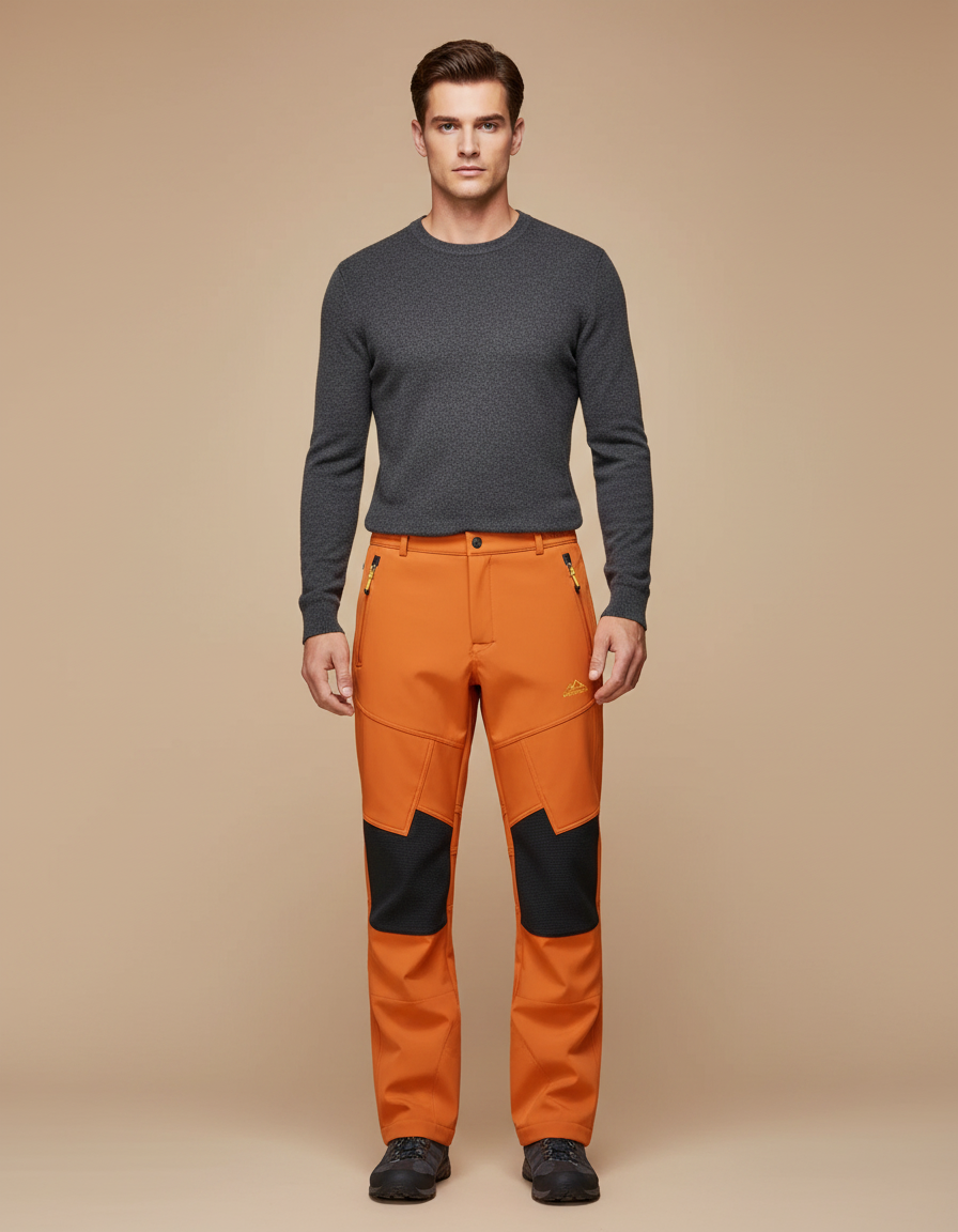 Pantalon Pluie Doublé Polaire - Orange Polyester