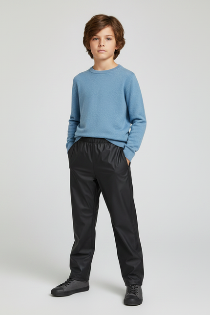 Pantalon De Pluie Noir Imperméable Enfant Coupe Droite - Polyester