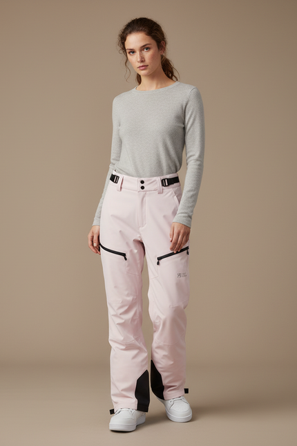 Pantalon De Pluie Rose Imperméable Ceinturé Ski Femme - Polyester