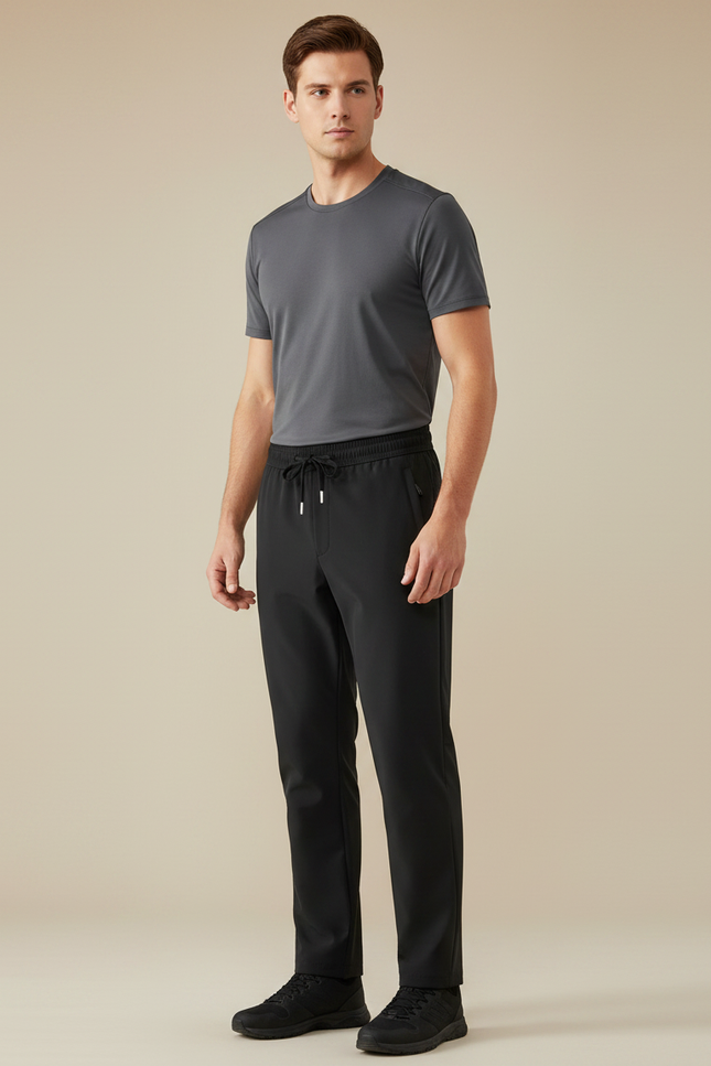 Pantalon De Pluie Noir Décontracté Homme Cordon De Serrage - Polyester