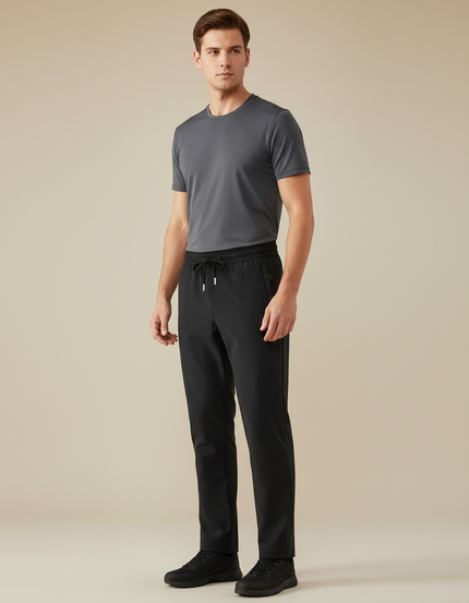 Pantalon De Pluie Noir Décontracté Homme Cordon De Serrage - Polyester