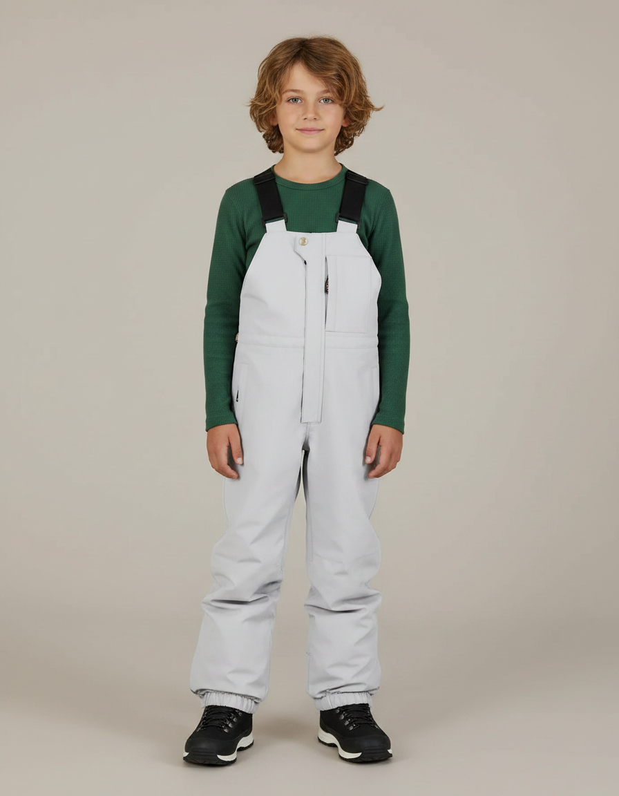 Pantalon De Pluie Gris Imperméable Bretelles Enfant Ski - Polyester