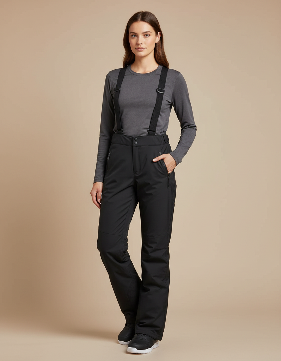 Pantalon De Pluie Noir Imperméable Bretelles Femme - Polyester