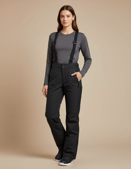 Pantalon De Pluie Noir Imperméable Bretelles Femme - Polyester