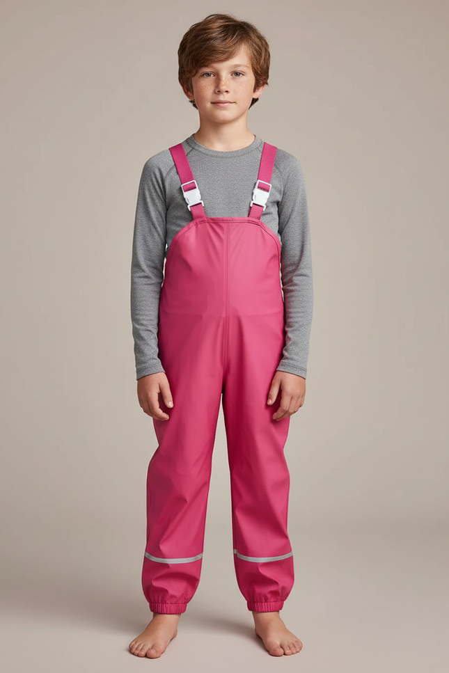 Pantalon De Pluie Rose Bretelles Réfléchissant Imperméable Enfant - Polyester