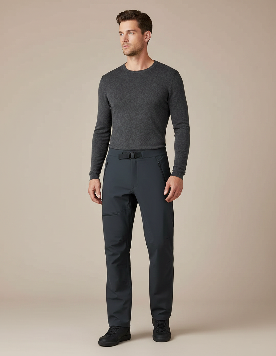 Pantalon De Pluie Gris Imperméable Droit Extensible Homme - Polyester