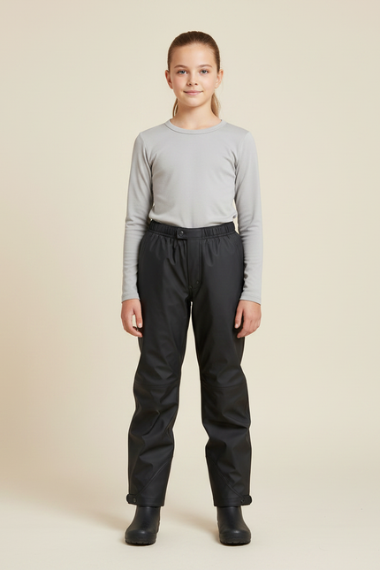 Pantalon De Pluie Noir Imperméable Enfant Léger Ajustable - Polyester
