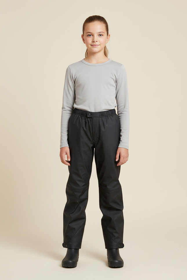 Pantalon De Pluie Noir Imperméable Enfant Léger Ajustable - Polyester