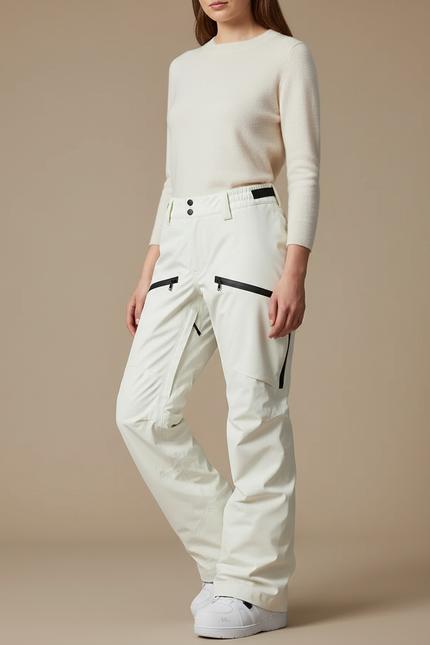 Pantalon De Pluie Blanc Cassé Ample Imperméable Femme Ski - Beige Polyester