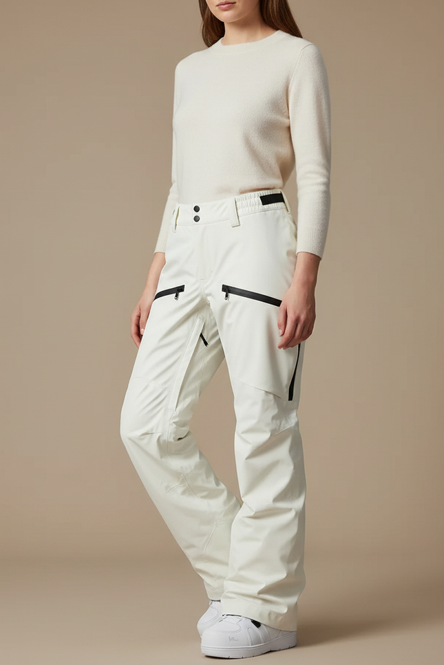 Pantalon De Pluie Blanc Cassé Ample Imperméable Femme Ski - Beige Polyester