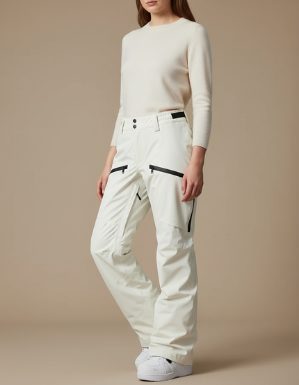 Pantalon De Pluie Blanc Cassé Ample Imperméable Femme Ski - Beige Polyester
