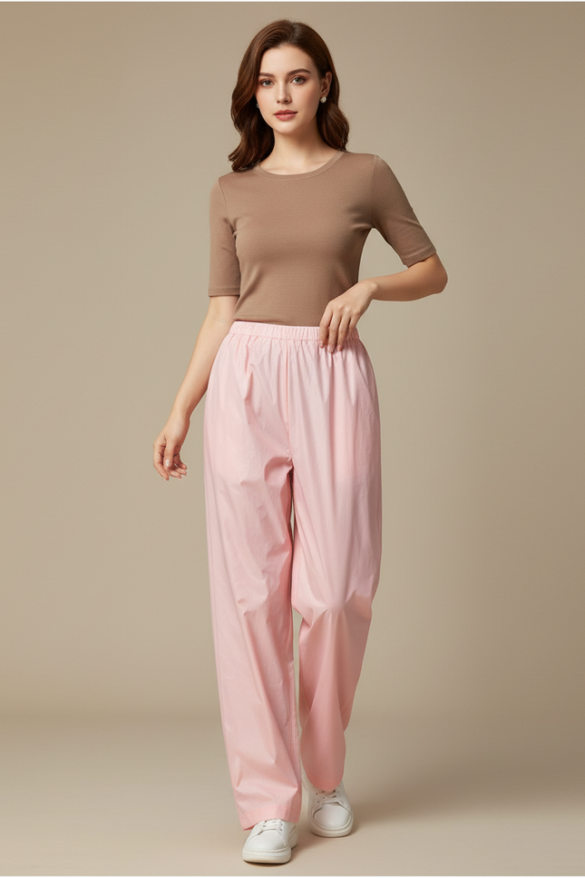 Pantalon De Pluie Rose Fluide Décontracté Léger Unisexe - Lin