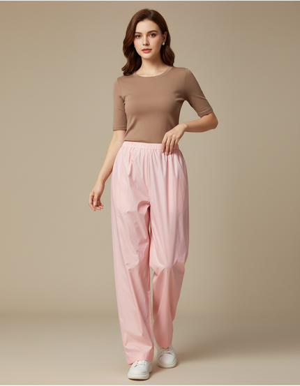 Pantalon De Pluie Rose Fluide Décontracté Léger Unisexe - Lin