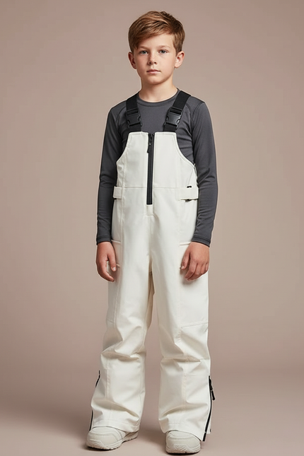 Pantalon De Pluie Crème Bretelles Imperméable Ski Enfant - Beige Polyester