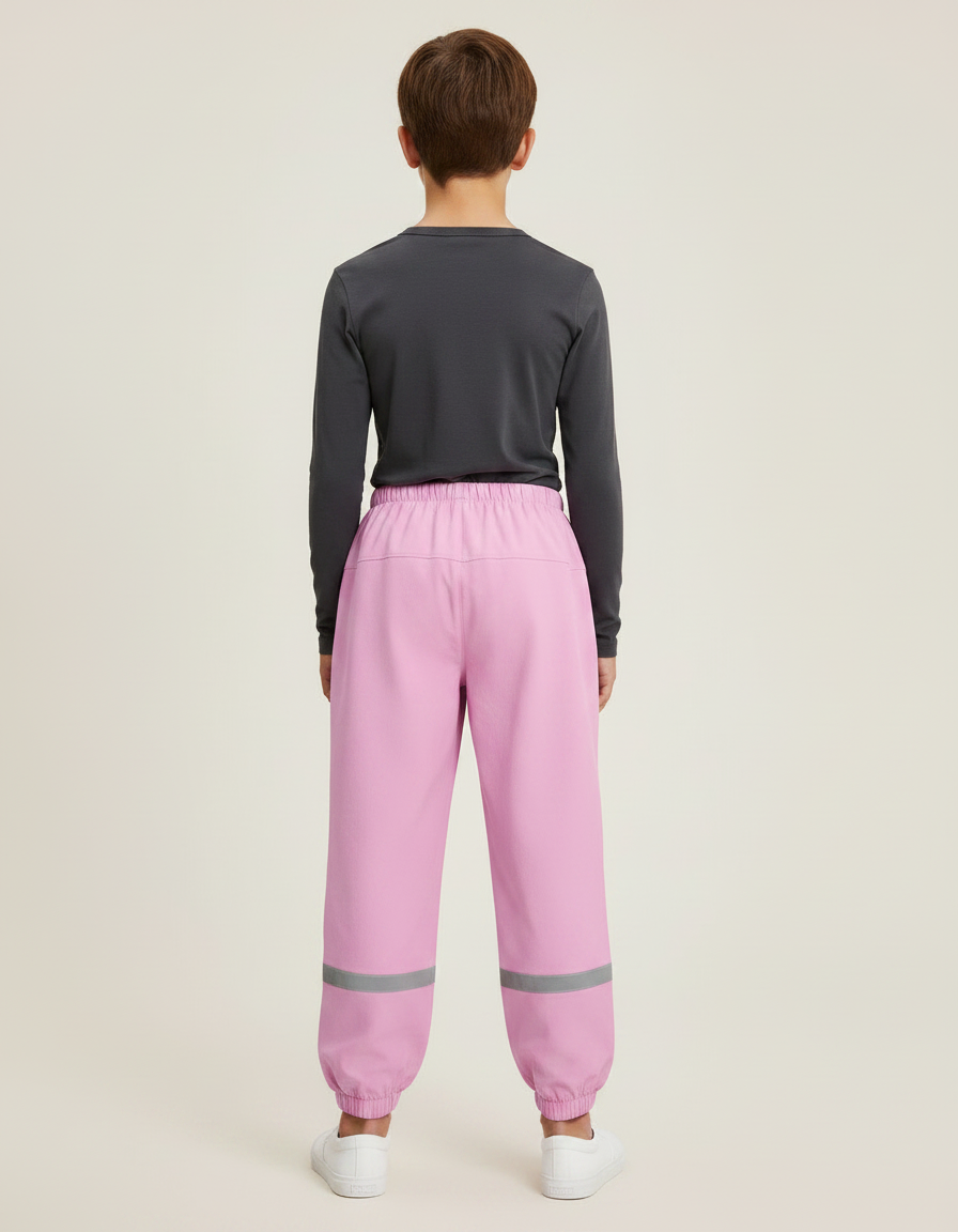 Pantalon De Pluie Rose Réfléchissant Imperméable Élastiqué Enfant - Polyester - vue 2