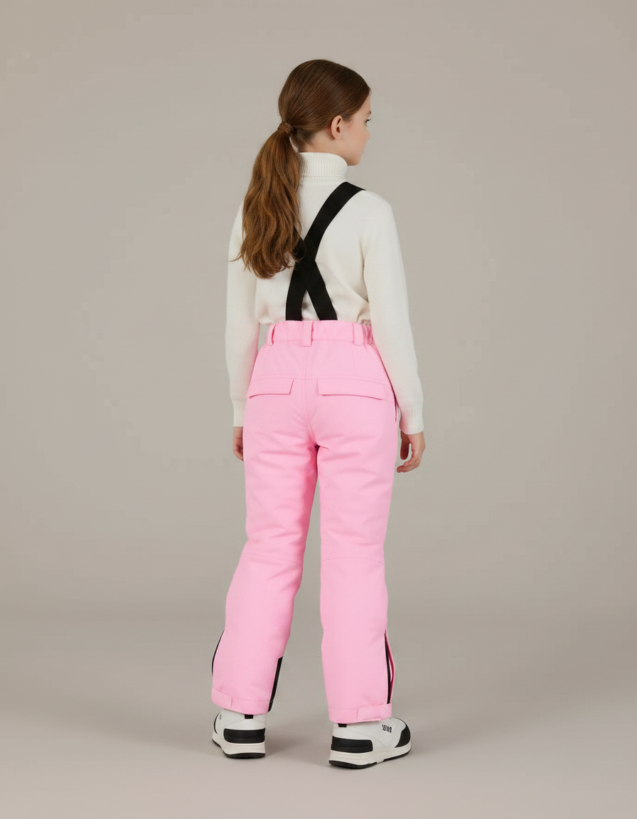 Pantalon De Pluie Rose Imperméable Enfant Ski Bretelles - Polyester - vue 2