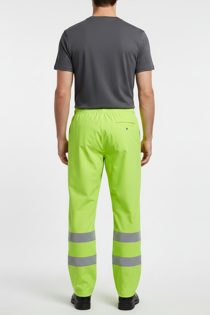 Pantalon De Pluie Fluorescent Réfléchissant Imperméable Unisexe - Vert Polyester - vue 2