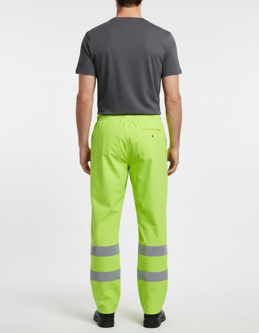 Pantalon De Pluie Fluorescent Réfléchissant Imperméable Unisexe - Vert Polyester - vue 2
