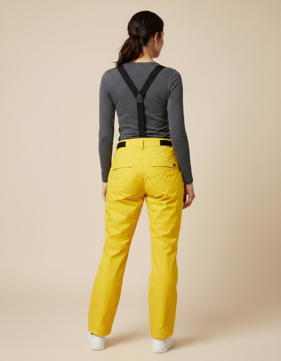 Pantalon De Pluie Jaune Bretelles Amovibles Imperméable Femme - Polyester - vue 2