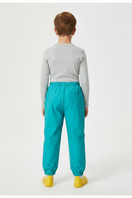 Pantalon De Pluie Turquoise Imperméable Dinosaure Élastiqué Enfant - Bleu Polyester - vue 2