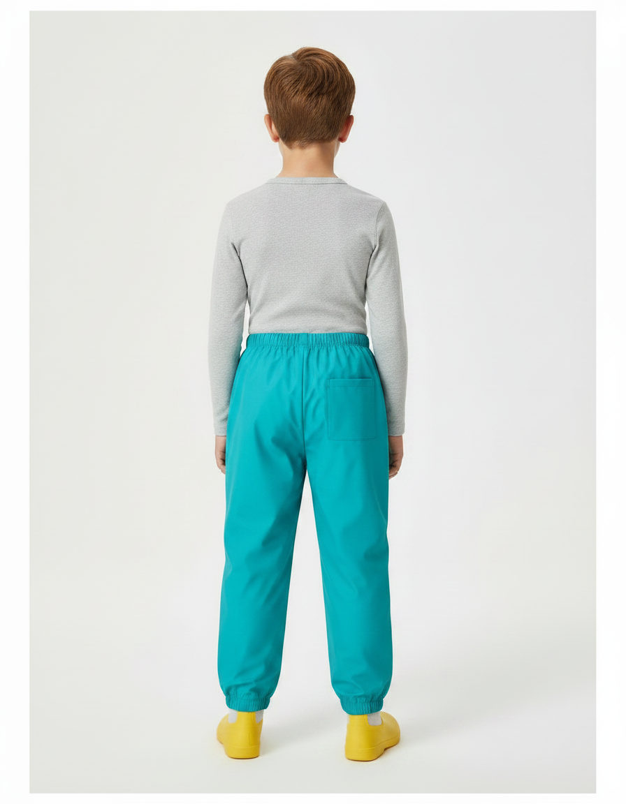 Pantalon De Pluie Turquoise Imperméable Dinosaure Élastiqué Enfant - Bleu Polyester - vue 2