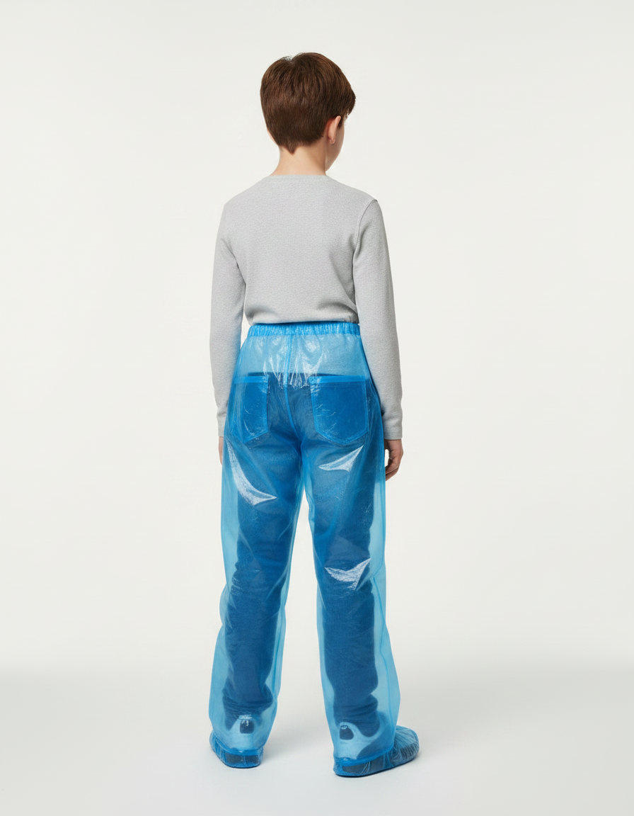 Pantalon De Pluie Bleu Transparent Jetable Ample Garçon - Polyester - vue 2