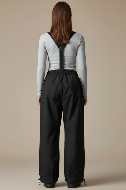 Pantalon De Pluie Noir Ample Bretelles Imperméable Unisexe - Polyester - vue 2