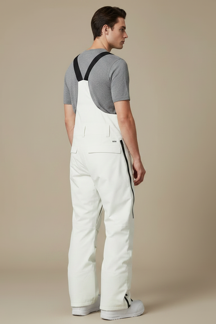 Pantalon De Pluie Blanc Bretelles Imperméable Ski Homme - Polyester - vue 2