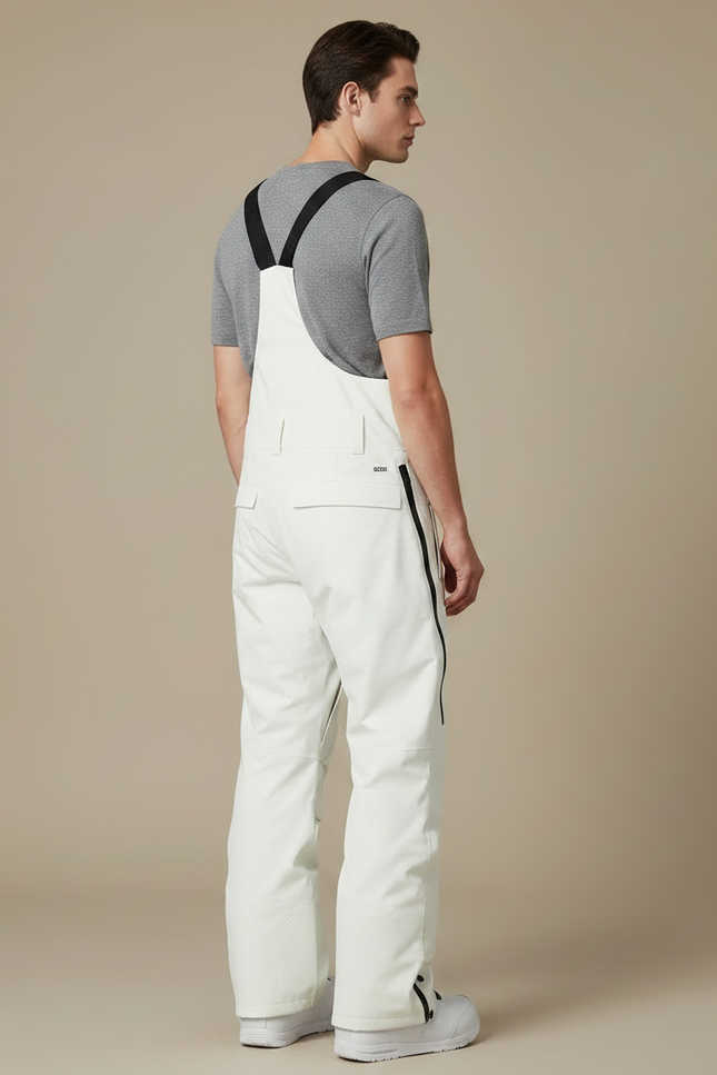 Pantalon De Pluie Blanc Bretelles Imperméable Ski Homme - Polyester - vue 2