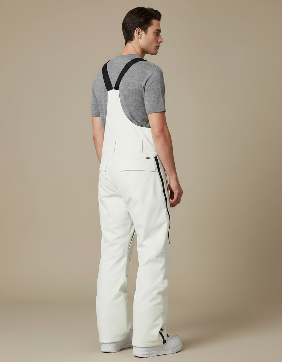 Pantalon De Pluie Blanc Bretelles Imperméable Ski Homme - Polyester - vue 2