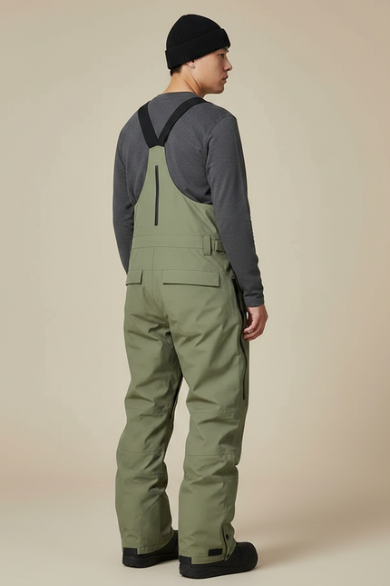 Pantalon De Pluie Vert Kaki Imperméable Bretelles Homme Ski - Polyester - vue 2