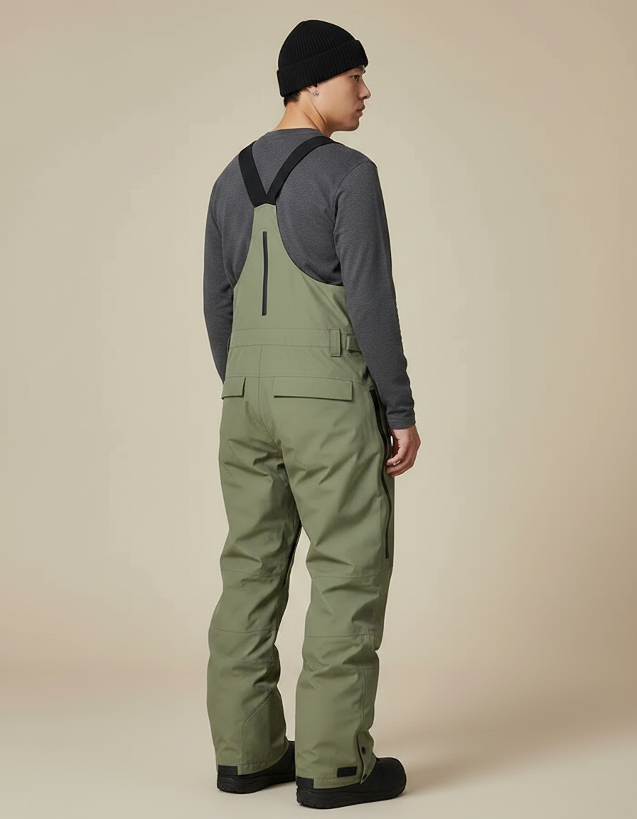 Pantalon De Pluie Vert Kaki Imperméable Bretelles Homme Ski - Polyester - vue 2