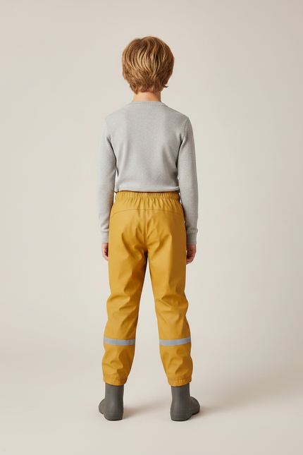 Pantalon De Pluie Jaune Réfléchissant Élastiqué Imperméable Enfant - Polyester - vue 2