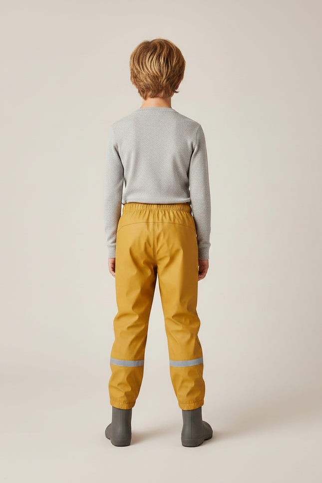 Pantalon De Pluie Jaune Réfléchissant Élastiqué Imperméable Enfant - Polyester - vue 2