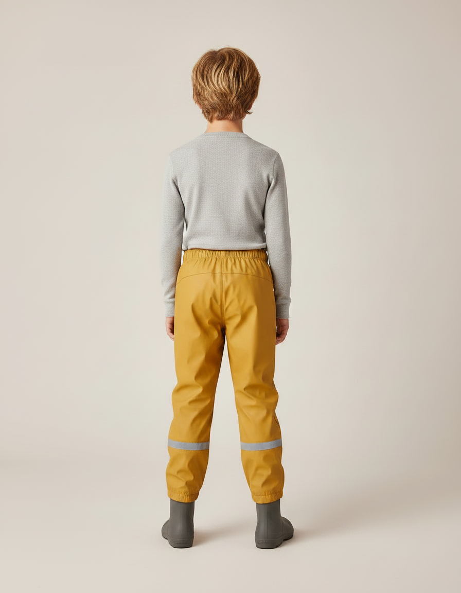 Pantalon De Pluie Jaune Réfléchissant Élastiqué Imperméable Enfant - Polyester - vue 2