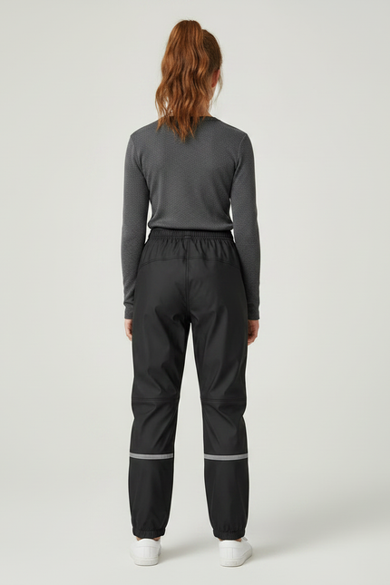 Pantalon De Pluie Noir Imperméable Enfant Réfléchissant Élastique - Polyester - vue 2