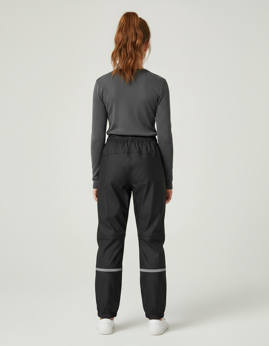 Pantalon De Pluie Noir Imperméable Enfant Réfléchissant Élastique - Polyester - vue 2