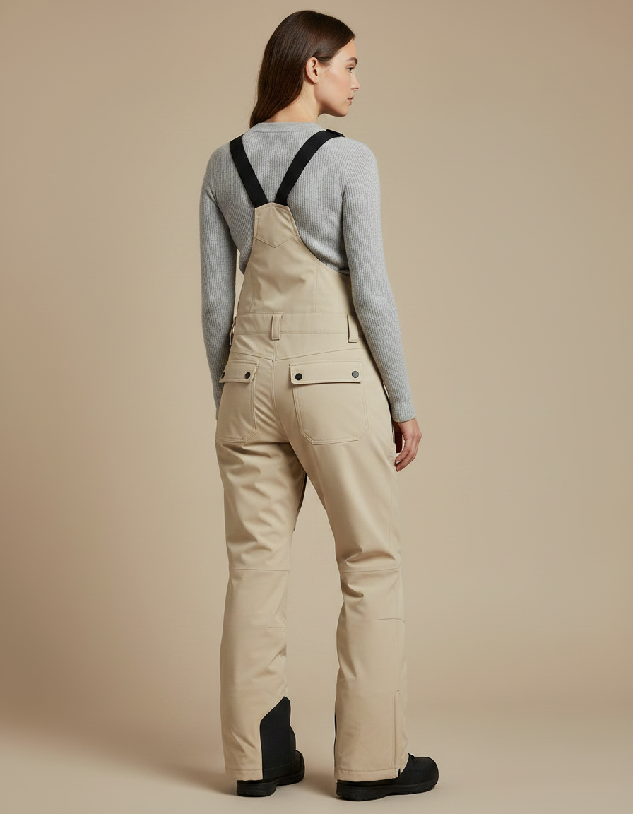 Pantalon De Pluie Beige Imperméable Bretelles Ski Femme - Polyester - vue 2