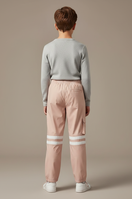 Pantalon De Pluie Rose Imperméable Enfant Bandes Blanches - Polyester - vue 2