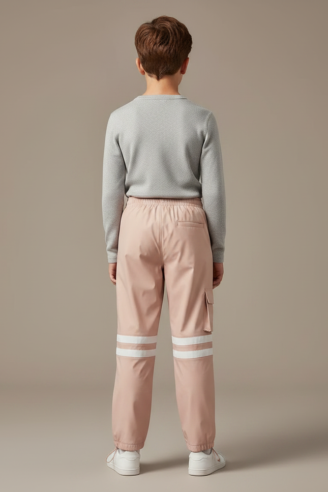 Pantalon De Pluie Rose Imperméable Enfant Bandes Blanches - Polyester - vue 2