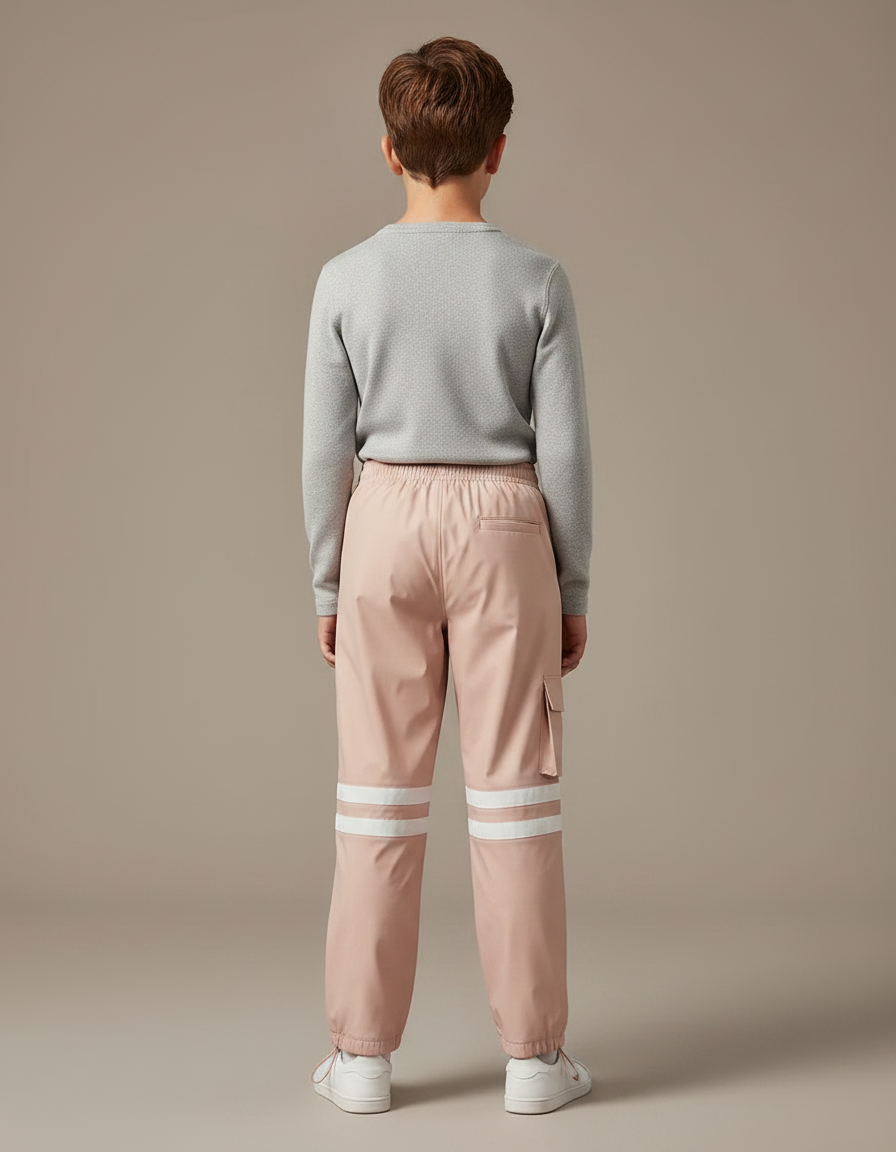 Pantalon De Pluie Rose Imperméable Enfant Bandes Blanches - Polyester - vue 2