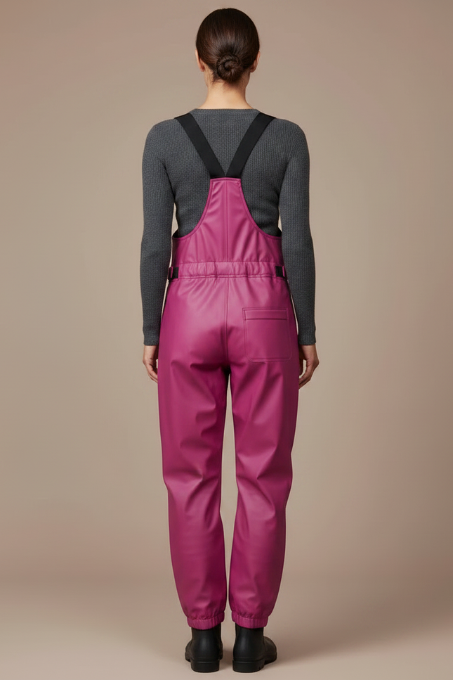 Pantalon De Pluie Fuchsia Imperméable Bretelles Femme - Rose Polyester - vue 2